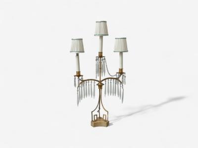 Russian Neoclassical Dore Bronze Crystal Marble Table Lamps Russia 19th c 