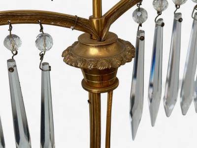 Russian Neoclassical Dore Bronze Crystal Marble Table Lamps Russia 19th c 