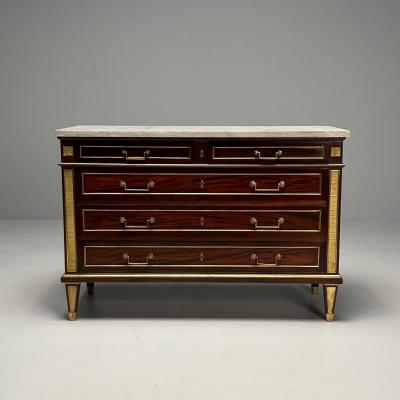 Russian Neoclassical Louis XVI Commode Mahogany Marble France 19th Century
