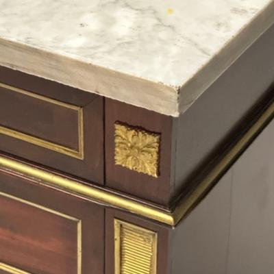 Russian Neoclassical Louis XVI Commode Mahogany Marble France 19th Century