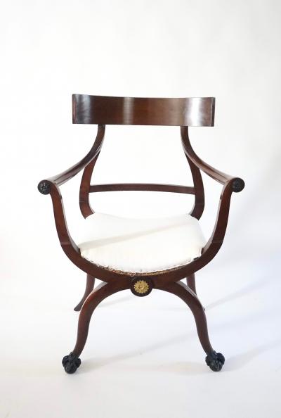 Russian Neoclassical Mahogany Armchairs Pair circa 1800