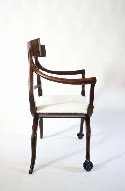 Russian Neoclassical Mahogany Armchairs Pair circa 1800