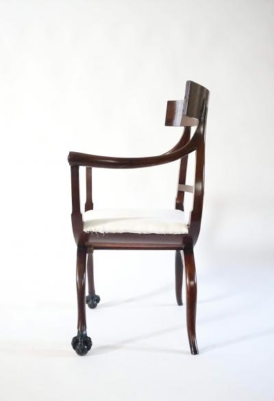 Russian Neoclassical Mahogany Armchairs Pair circa 1800