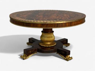 Russian Neoclassical Rosewood Brass Inlay Monumental Center Table 19th c 
