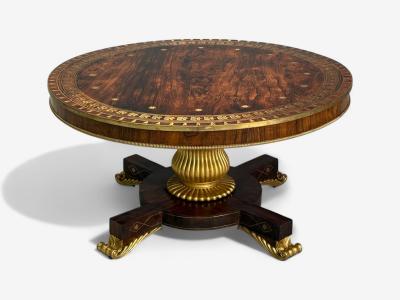 Russian Neoclassical Rosewood Brass Inlay Monumental Center Table 19th c 