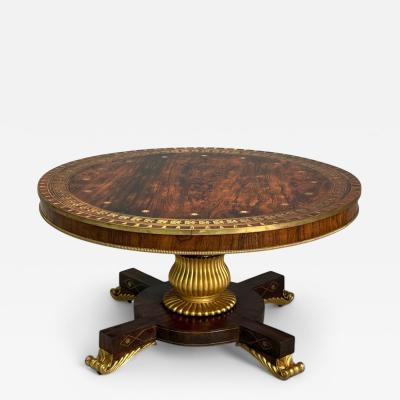 Russian Neoclassical Rosewood Brass Inlay Monumental Center Table 19th c 