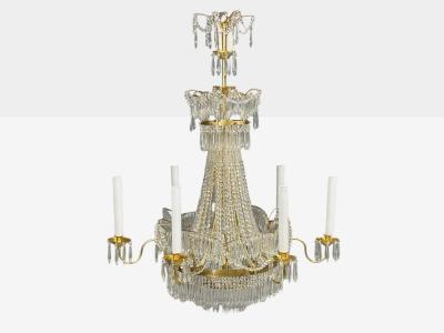 Russian Neoclassical Style Monumental Chandeliers Bronze Crystal 1960s