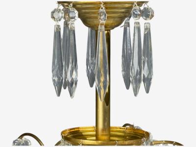 Russian Neoclassical Style Monumental Chandeliers Bronze Crystal 1960s