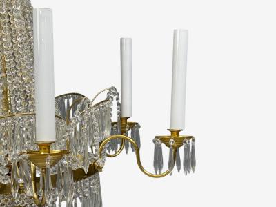 Russian Neoclassical Style Monumental Chandeliers Bronze Crystal 1960s