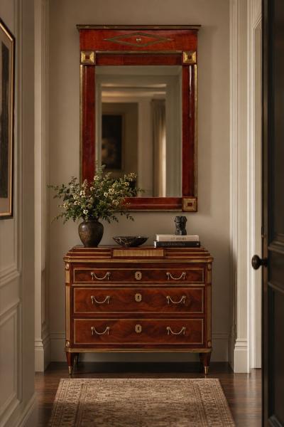 Russian Neoclassical Wall Mirror Mahogany Bronze Baltic States 1860s