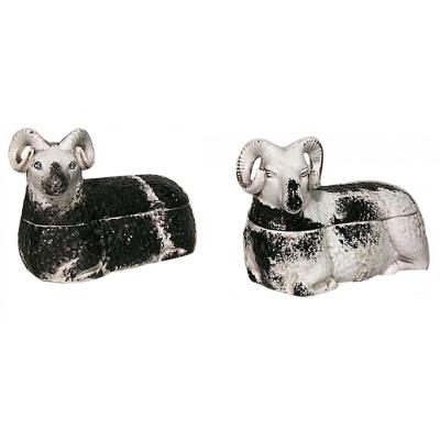 Russian Porcelain Ram Shaped Boxes