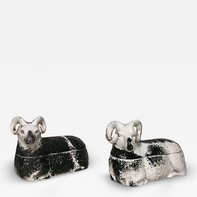 Russian Porcelain Ram Shaped Boxes