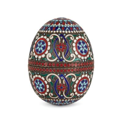 Russian cloisonn enamel and silver gilt egg