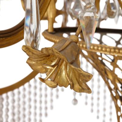 Russian cut glass ormolu and blue porcelain chandelier