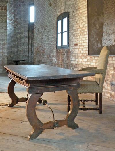 Rustic 17th Century Baroque Walnut Desk Writing or Library Table