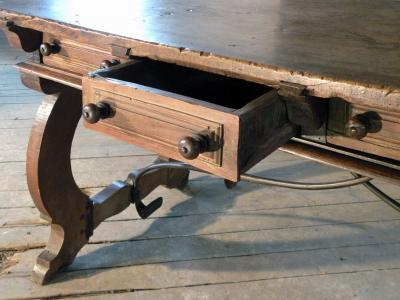 Rustic 17th Century Baroque Walnut Desk Writing or Library Table