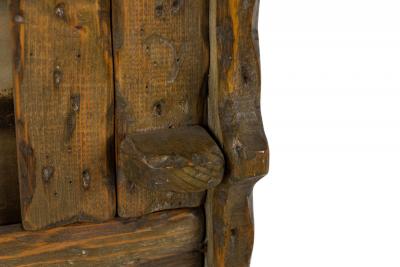 Rustic Adirondack Landscape Oil Painting in a Hewn Wood Frame