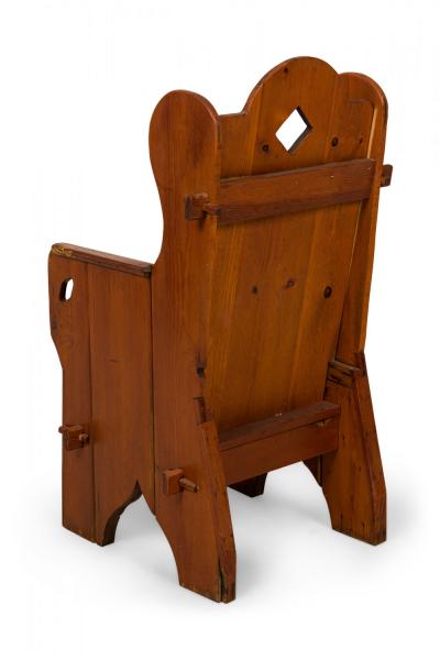 Rustic Adirondack Style Stained Pine Wing Armchair