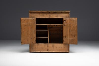Rustic Alpine Folk Art Pine Cupboard Circa 1800