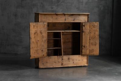 Rustic Alpine Folk Art Pine Cupboard Circa 1800