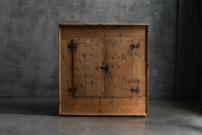Rustic Alpine Folk Art Pine Cupboard Circa 1800