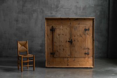 Rustic Alpine Folk Art Pine Cupboard Circa 1800