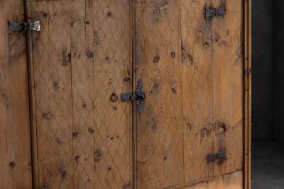 Rustic Alpine Folk Art Pine Cupboard Circa 1800