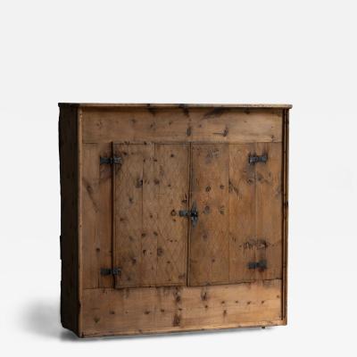 Rustic Alpine Folk Art Pine Cupboard Circa 1800