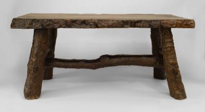 Rustic American Adirondack style 20th Cent Walnut Rectangular Top Dining Table