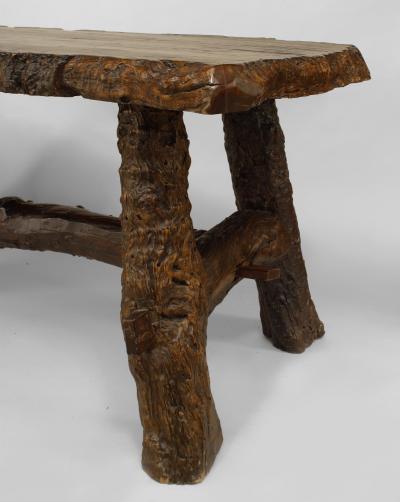 Rustic American Adirondack style 20th Cent Walnut Rectangular Top Dining Table