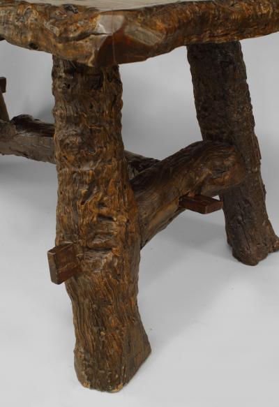 Rustic American Adirondack style 20th Cent Walnut Rectangular Top Dining Table