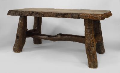 Rustic American Adirondack style 20th Cent Walnut Rectangular Top Dining Table