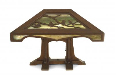 Rustic American Mission Style Slag Glass Table Lamp