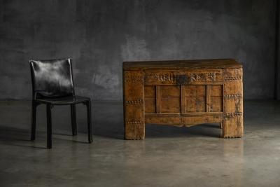 Rustic Art Populaire Carved Wooden Chest France 19th Century