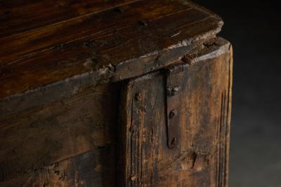 Rustic Art Populaire Carved Wooden Chest France 19th Century