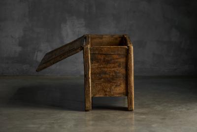 Rustic Art Populaire Carved Wooden Chest France 19th Century