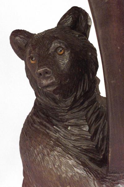 Rustic Black Forest 19th Cent Bear Carved Walnut Table Desk