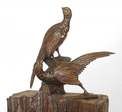 Rustic Black Forest 19th Cent Carved Walnut Cabinet on Stand