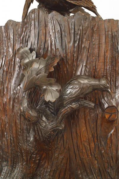 Rustic Black Forest 19th Cent Carved Walnut Cabinet on Stand