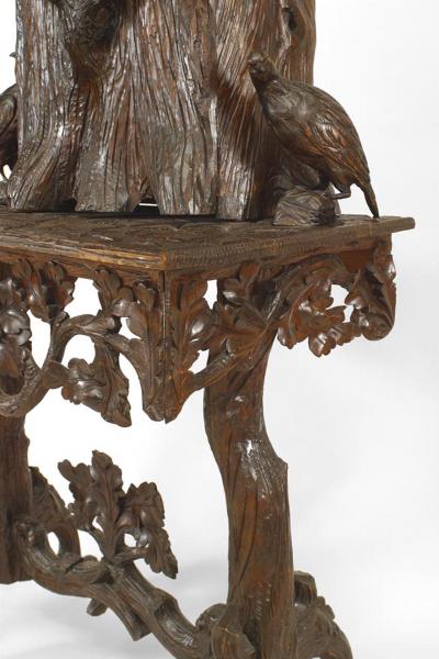 Rustic Black Forest 19th Cent Carved Walnut Cabinet on Stand