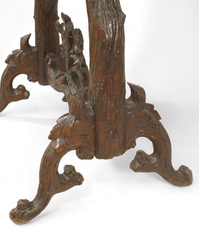 Rustic Black Forest 19th Cent Carved Walnut Cabinet on Stand