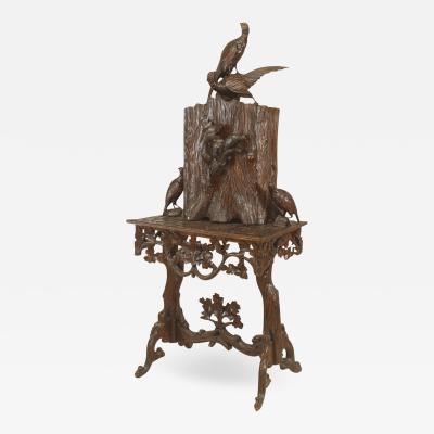 Rustic Black Forest 19th Cent Carved Walnut Cabinet on Stand