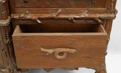 Rustic Black Forest 19th Cent Walnut 3 Section Armoire Cabinet
