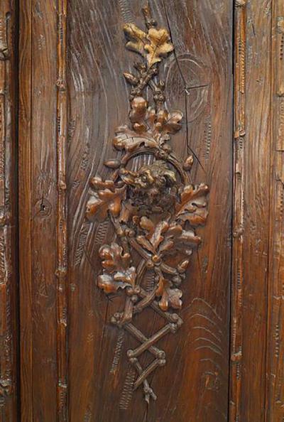 Rustic Black Forest 19th Cent Walnut 3 Section Armoire Cabinet