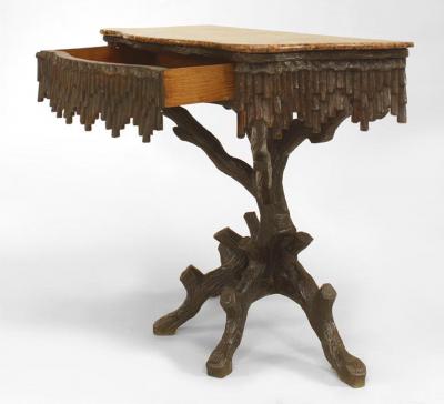 Rustic Black Forest 19th Cent Walnut Console Table