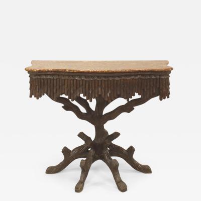 Rustic Black Forest 19th Cent Walnut Console Table