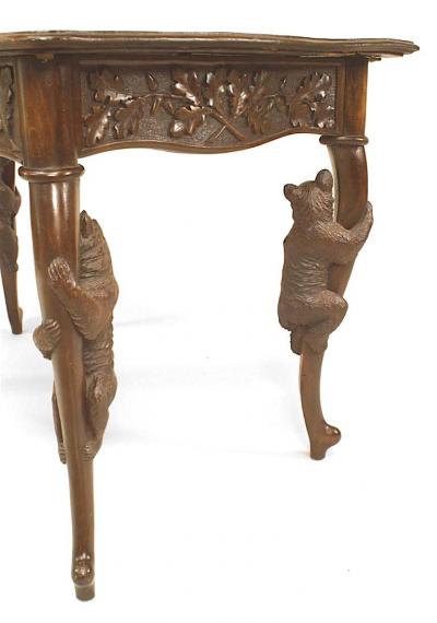 Rustic Black Forest Bear Walnut Table Desk