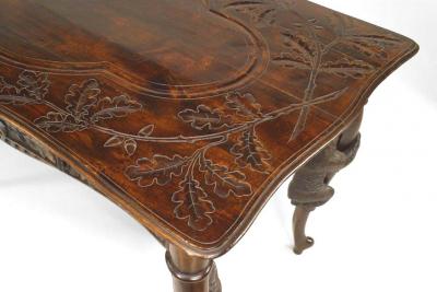 Rustic Black Forest Bear Walnut Table Desk