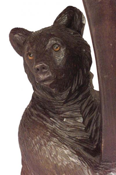 Rustic Black Forest Bear Walnut Table Desk