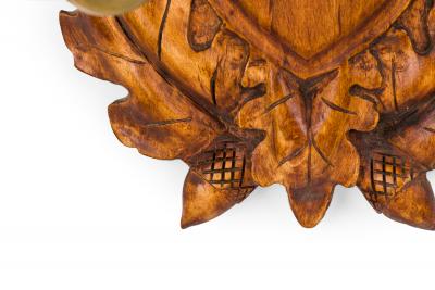 Rustic Black Forest Brass and Wood Wall Sconce